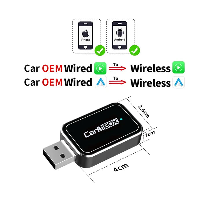 EKIY Wireless Android Auto Dongle Box for Car Radio with Wired CarPlay 2in1 Wireless CarPlay Adapter