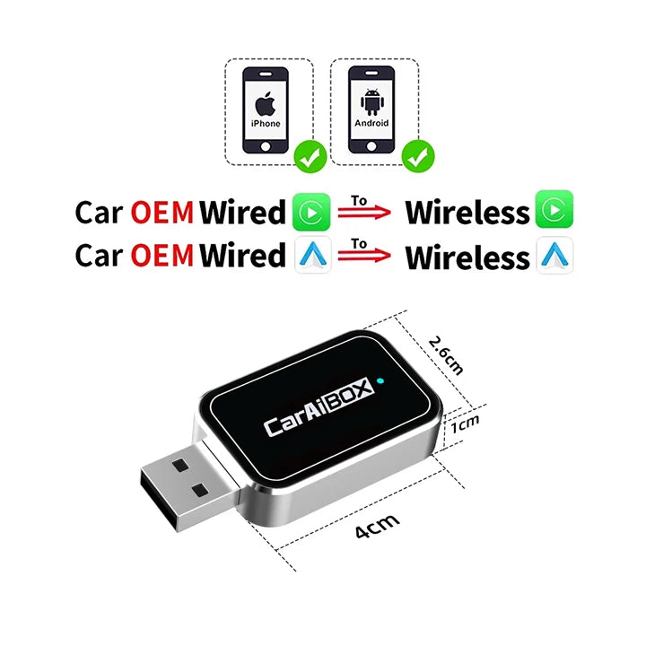 EKIY Wireless Android Auto Dongle Box for Car Radio with Wired CarPlay 2in1 Wireless CarPlay Adapter