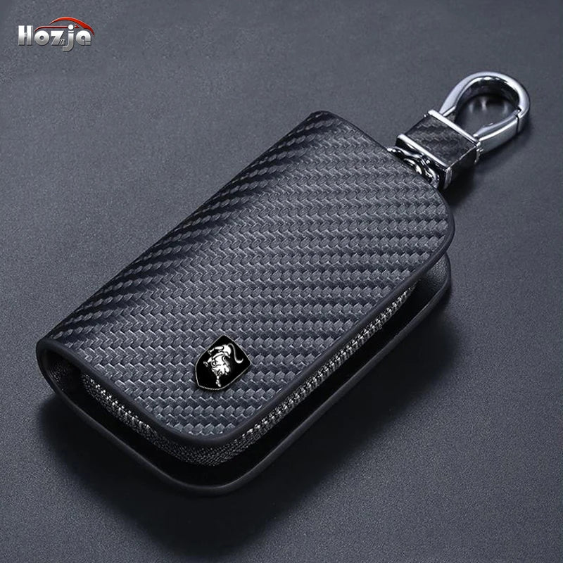 Key Holder For Car Keys Wallet Pouch Bag Genuine Leather Keychain Housekeeper Car Key Case Organizer Key Cover With Car Logo