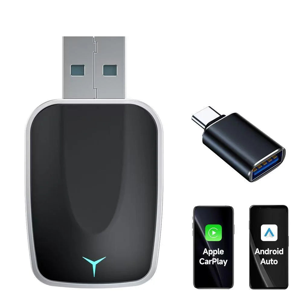 2-in-1 wired CarPlay to wireless wired Android Auto support USB/Type-C interface online map support voice control