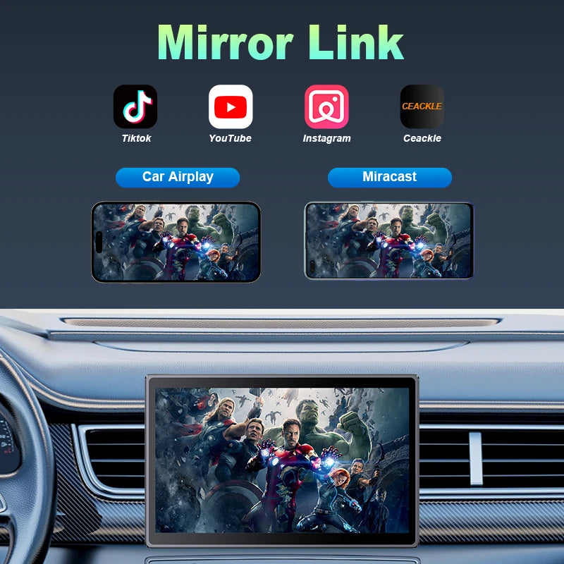 7 inch Portable Multimedia Player Carplay AI Screen IPS Touch Screen GPS Navigation Bluetooth Support Horizontal/Vertical Screen