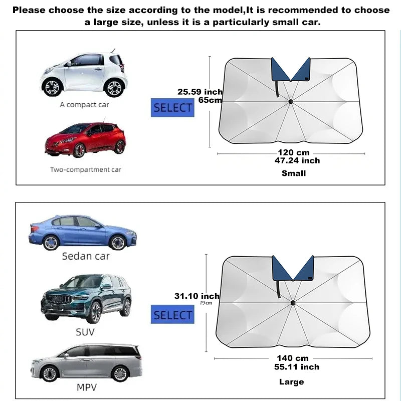 Car Front Windshield Sunshade Umbrella Summer Retractable Sun Protection Sunshade Blocking Car Parasol