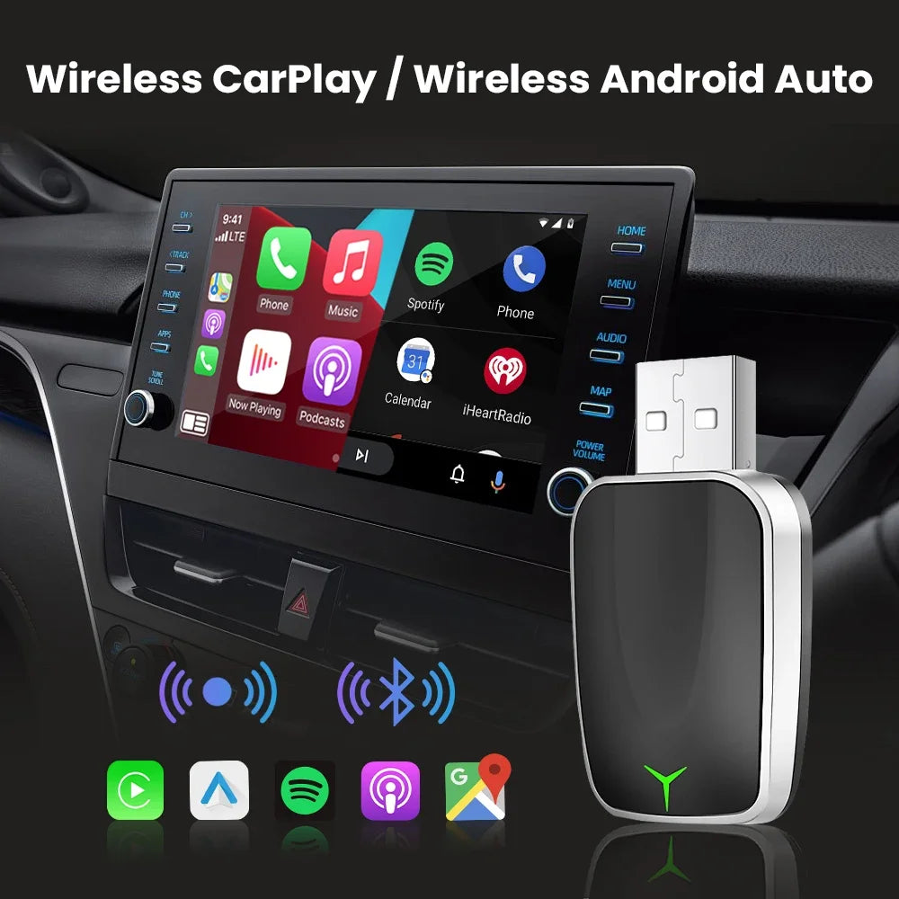 2-in-1 wired CarPlay to wireless wired Android Auto support USB/Type-C interface online map support voice control