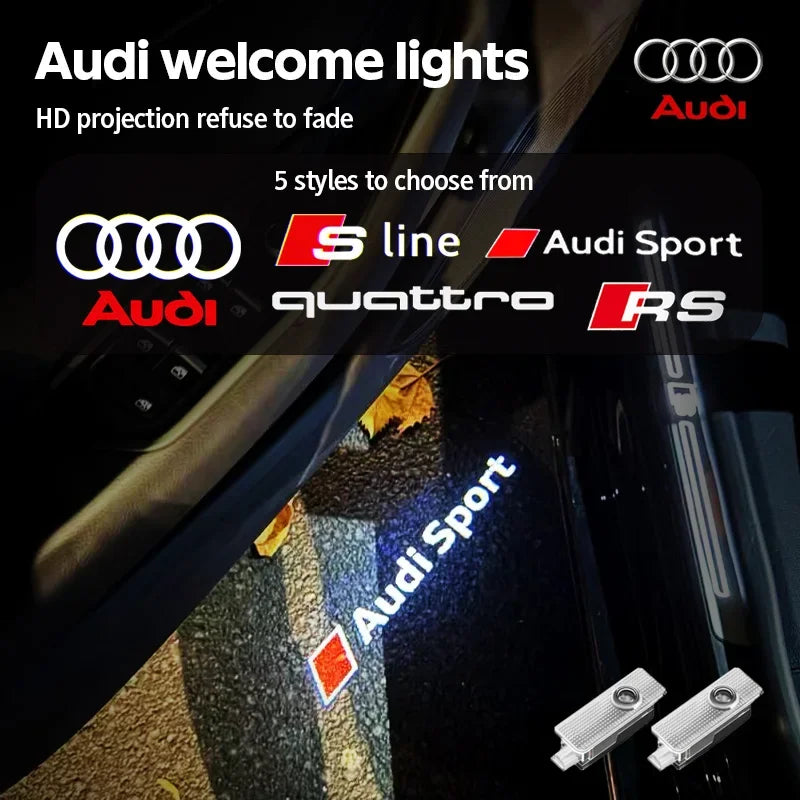 2Pcs LED Car Door Welcome Light Car Logo Projector Lights For Audi Sline RS A3 A4 A5 A6 A7 A8 S3 S4 Q2 Q3 Q5 Q7 S6 RS3 RS5 RS6