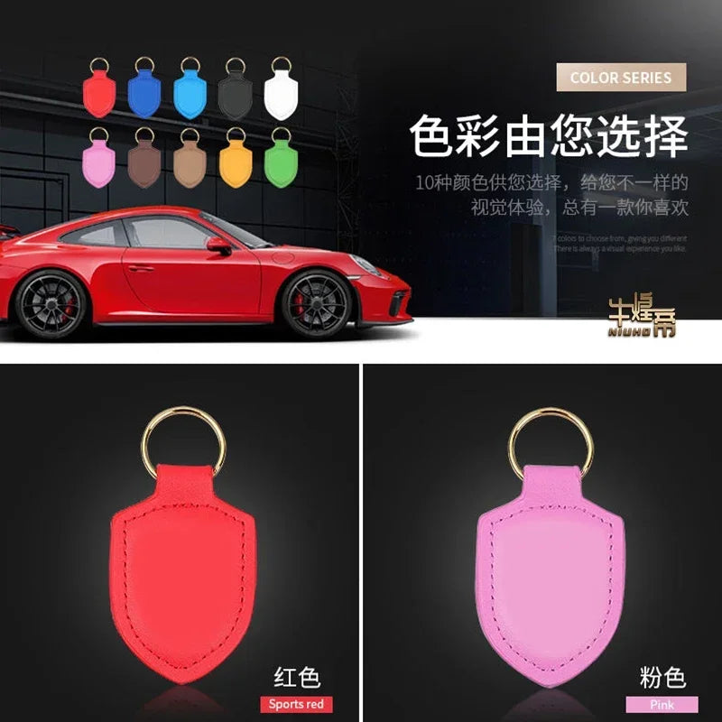 Auto Parts Metal Logo Leather Keychain For 996 917 991 986 997 958 918 970 981 GTS Anti-lost Protector Key Ring Car Accsesories