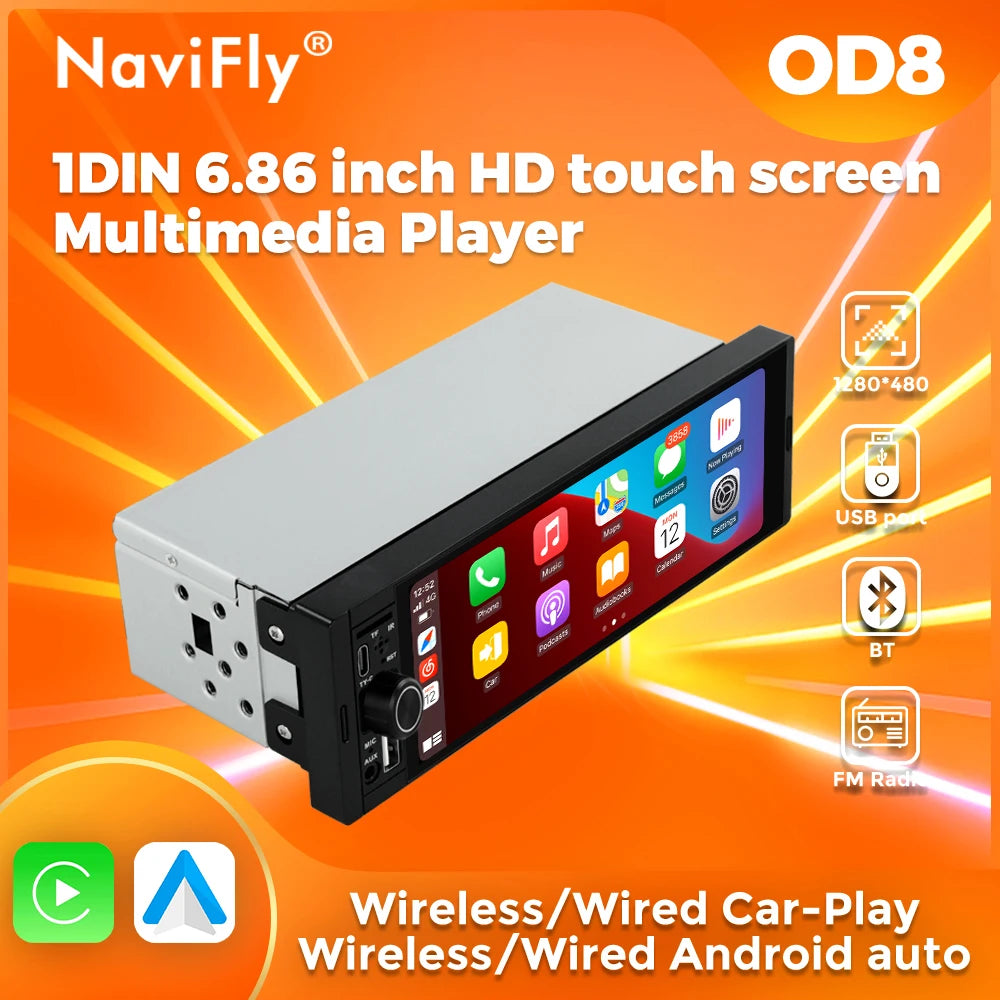 NaviFly 6.86 Inch Universal FM Carplay Android Auto Car Radio Autoradio Multimedia Player Car Stereo MP5 Player Camera No DVD