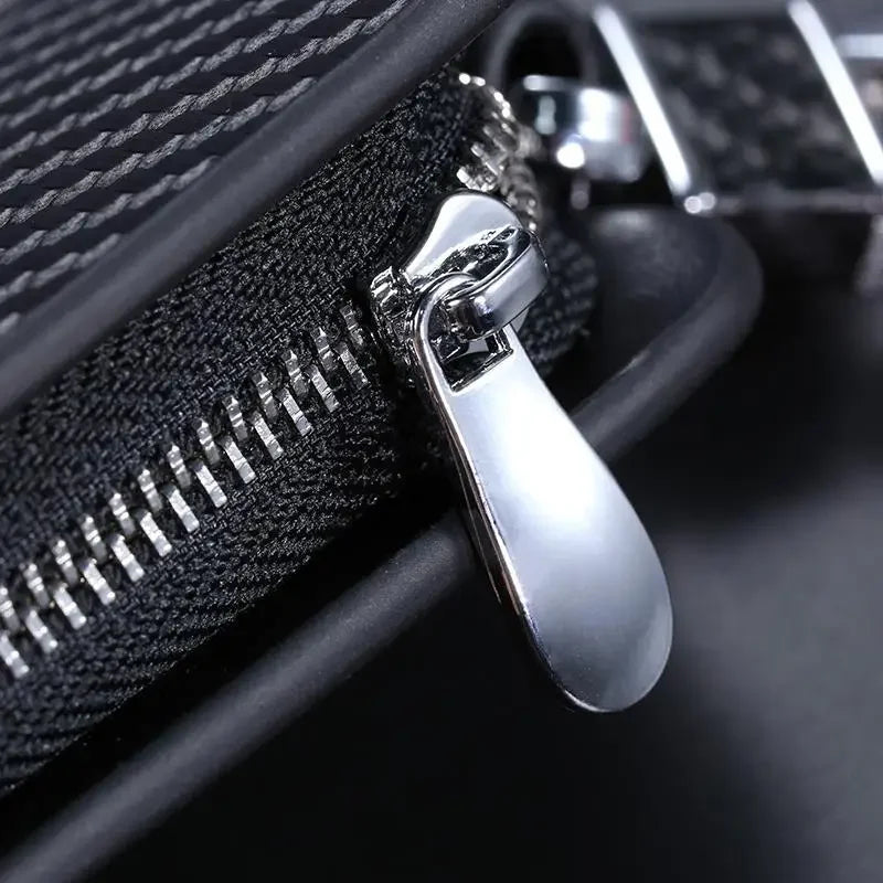 Leather Car Key Keychain Covers Zipper Key Case Bag With Car Logo Car-styling Auto Accessories 2024