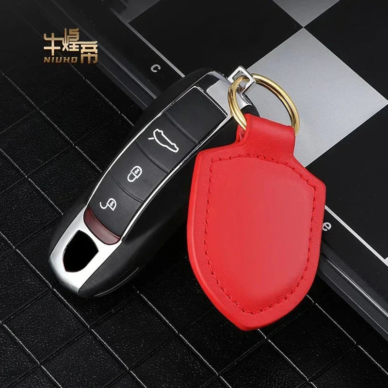 Auto Parts Metal Logo Leather Keychain For 996 917 991 986 997 958 918 970 981 GTS Anti-lost Protector Key Ring Car Accsesories