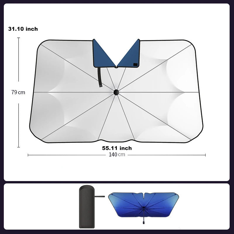 Car Front Windshield Sunshade Umbrella Summer Retractable Sun Protection Sunshade Blocking Car Parasol