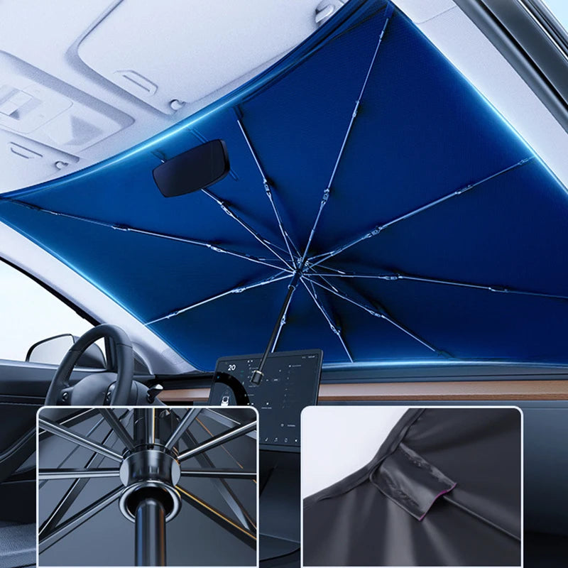 Car Front Windshield Sunshade Umbrella Summer Retractable Sun Protection Sunshade Blocking Car Parasol