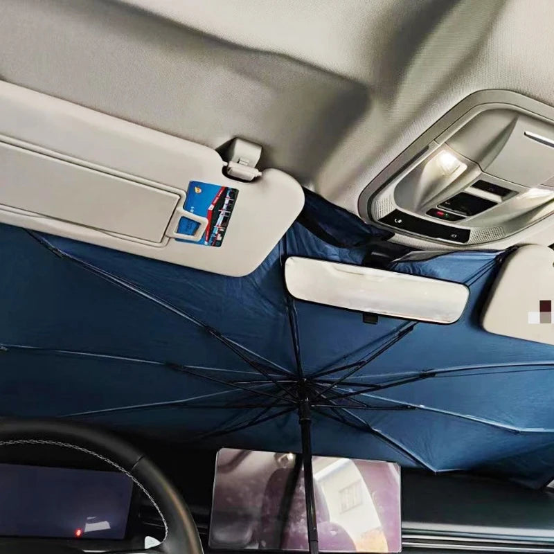 Car Front Windshield Sunshade Umbrella Summer Retractable Sun Protection Sunshade Blocking Car Parasol