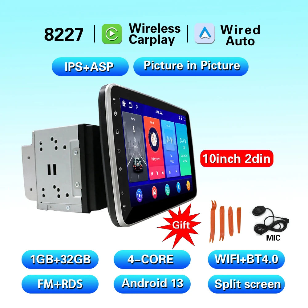 CarPlay Android 13 Car Radio For Universal 9/10inch 360 degrees Rotatable  Car player Video Multimedia Player GPS Navi