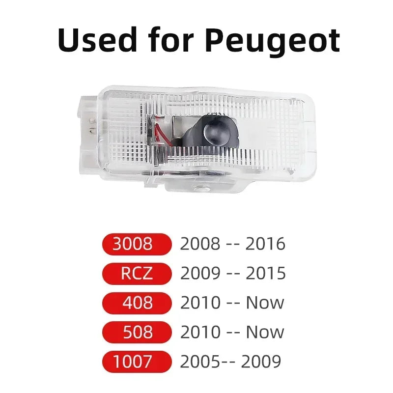 Led Car Door Welcome Light Logo Projector Laser For Peugeot 307 107 306 308 207 208 5008 407 3008 508 206 406 301 607 Accessorie