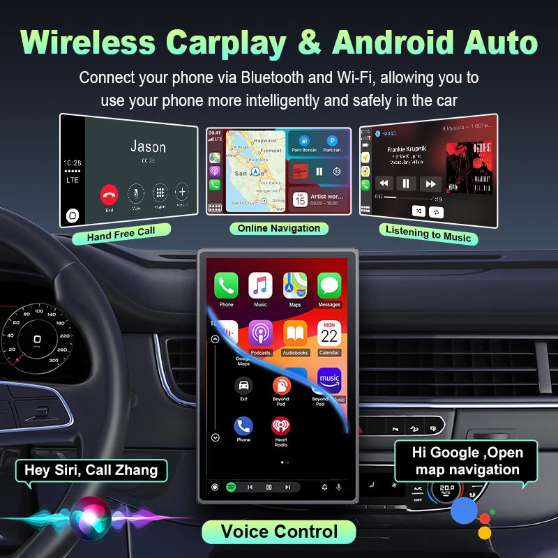 7 inch Portable Multimedia Player Carplay AI Screen IPS Touch Screen GPS Navigation Bluetooth Support Horizontal/Vertical Screen