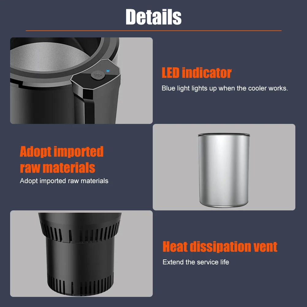 Car Cup Cooler DC 12V Cooling Cup For Car With Home Power Adapter Electric Car Office Cup Mug Holder Beverage Drink Refrigerator
