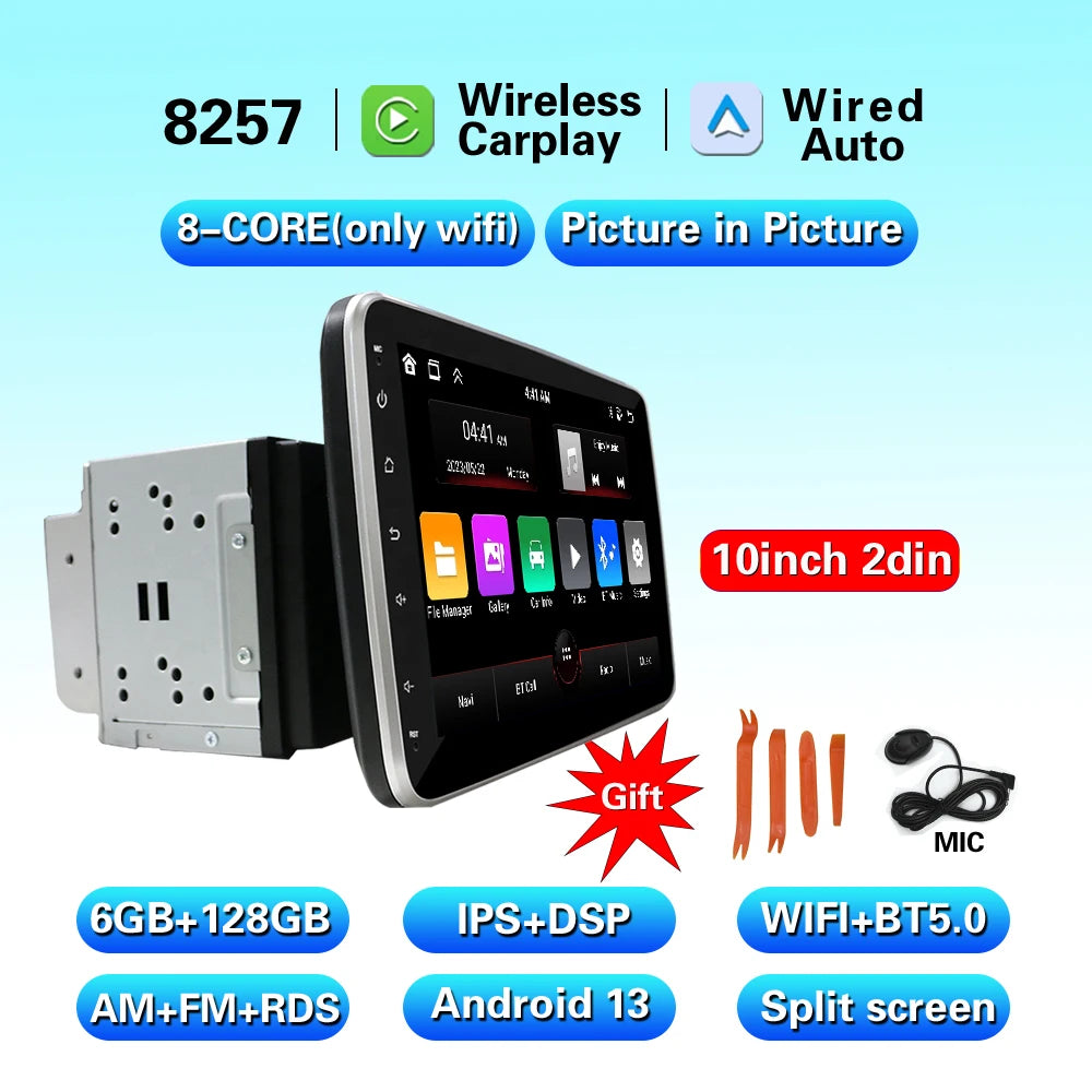 CarPlay Android 13 Car Radio For Universal 9/10inch 360 degrees Rotatable  Car player Video Multimedia Player GPS Navi