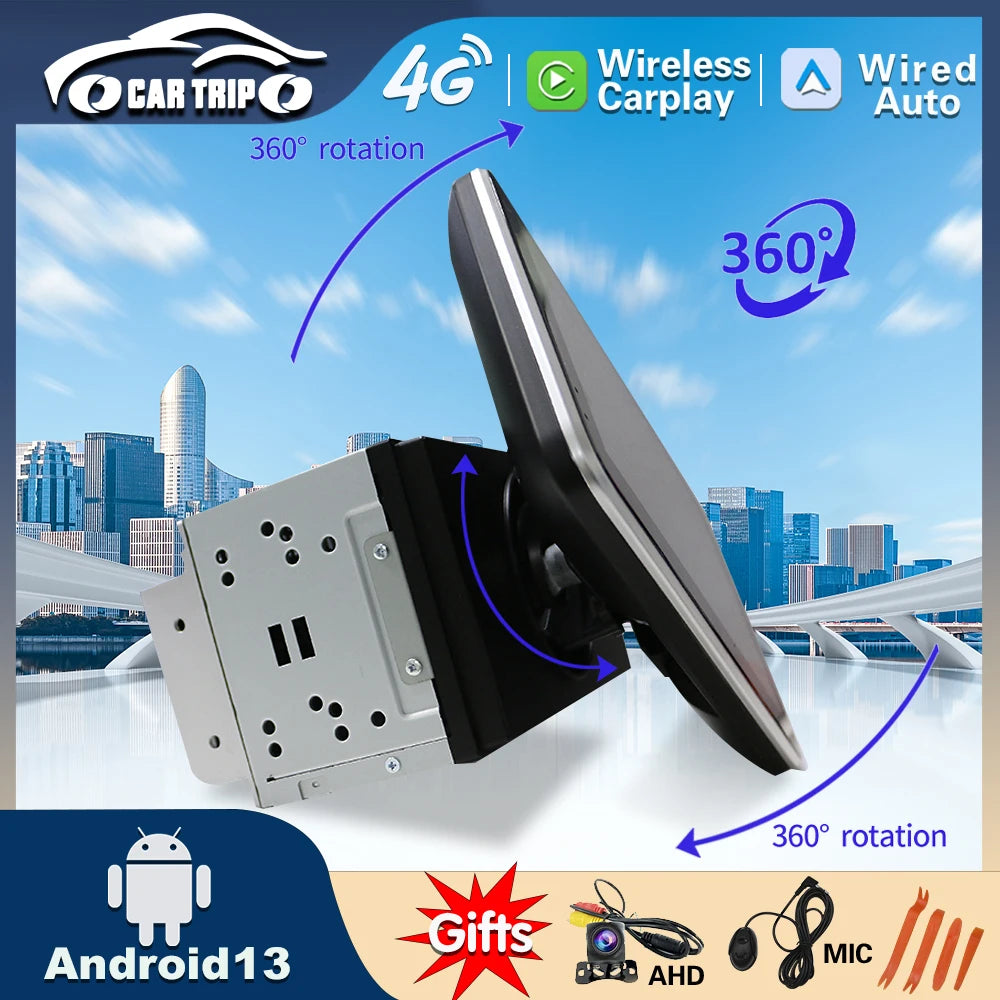 CarPlay Android 13 Car Radio For Universal 9/10inch 360 degrees Rotatable  Car player Video Multimedia Player GPS Navi