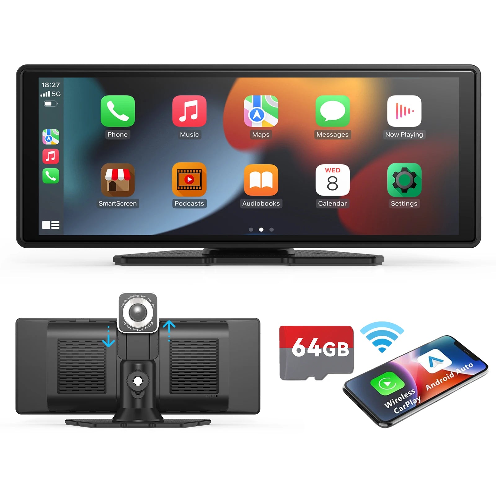Pionray 7/9/10.26” CarPlay Android Auto Car Radio Multimedia Video Player IPS Touch Screen With AUX USB Support Rearview Camera