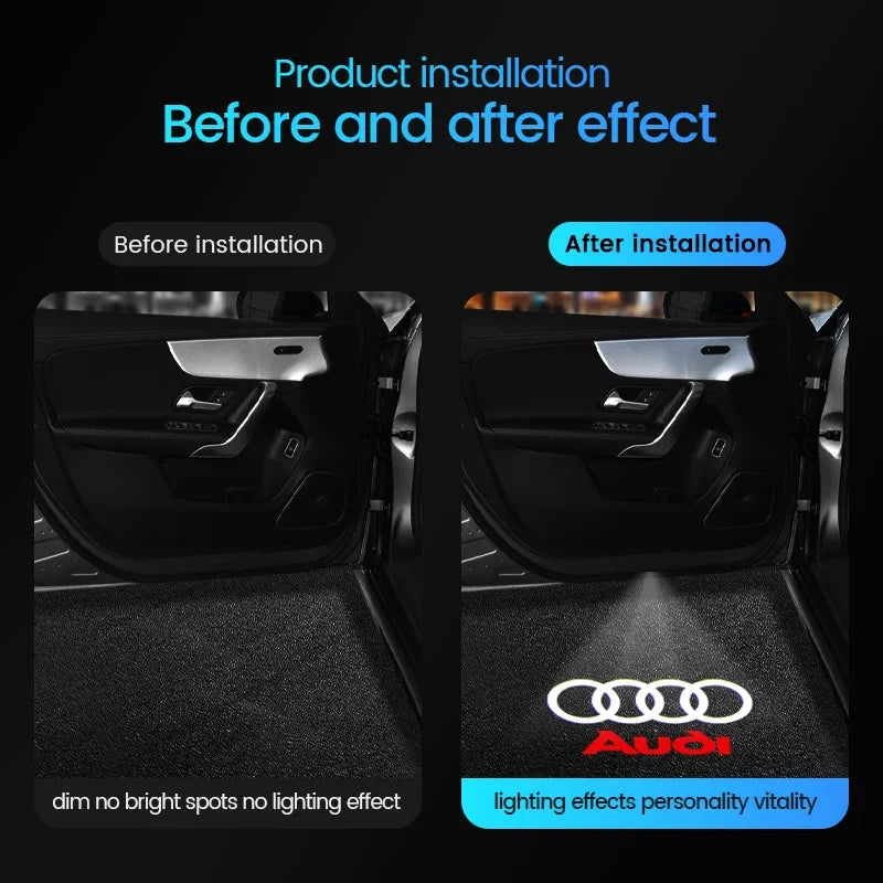 LED Car Door Logo Welcome Light Laser Projector Lamp For Audi Sline S3 S4 S5 S6 S7 RS Quattro Q7 Q5 Q3 A4 B8 8P A3 A6 C7 A5 A6L