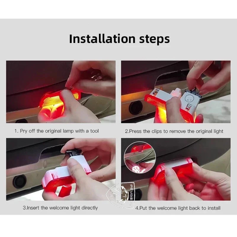 Led Car Door Welcome Light Logo Projector Laser For Peugeot 307 107 306 308 207 208 5008 407 3008 508 206 406 301 607 Accessorie