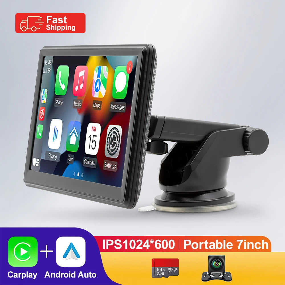 Portable Touch Screen 7inch IPS CarPlay Android Auto Car Radio Multimedia Video Player GPS Navigation  Wifi  Rear View Camera