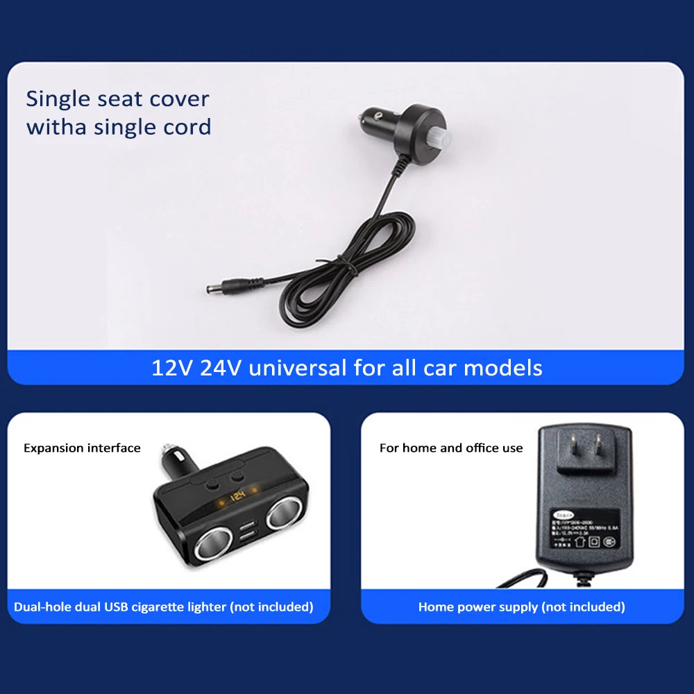 Cooling Car Seat Cushion, 12V/24V Front Seat Cooled Seat Cover with Intelligent Fans Summer Breathable Ventilated Seat Cushion