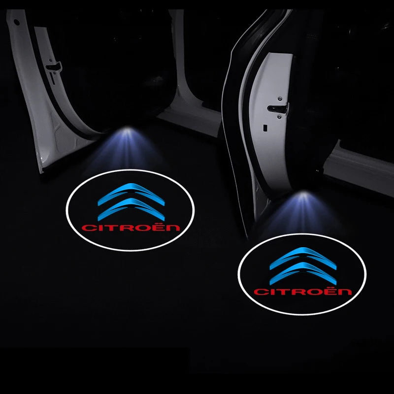 LED Car Door Welcome Light Decoration Light Car Badge logo For Citroen C1 C3 C4 C5 C6 2CV VTS Picasso Cross RD3 C4L DS3 DS4 DS5