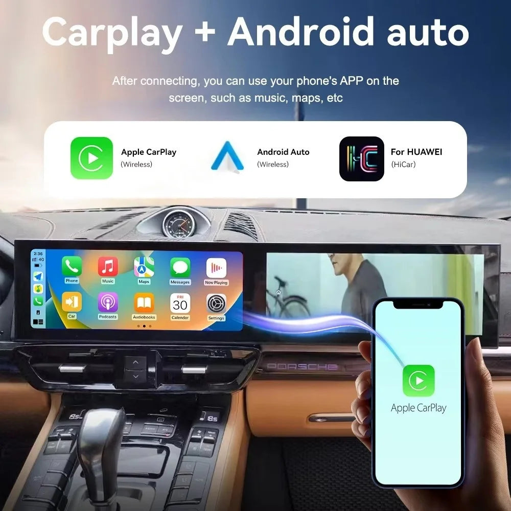 Carplay  Dual Screen Android 13  Multimedia Auto Stereo Video Navigation Car Radio For Porsche Cayenne 2010 - 2017 Interactive